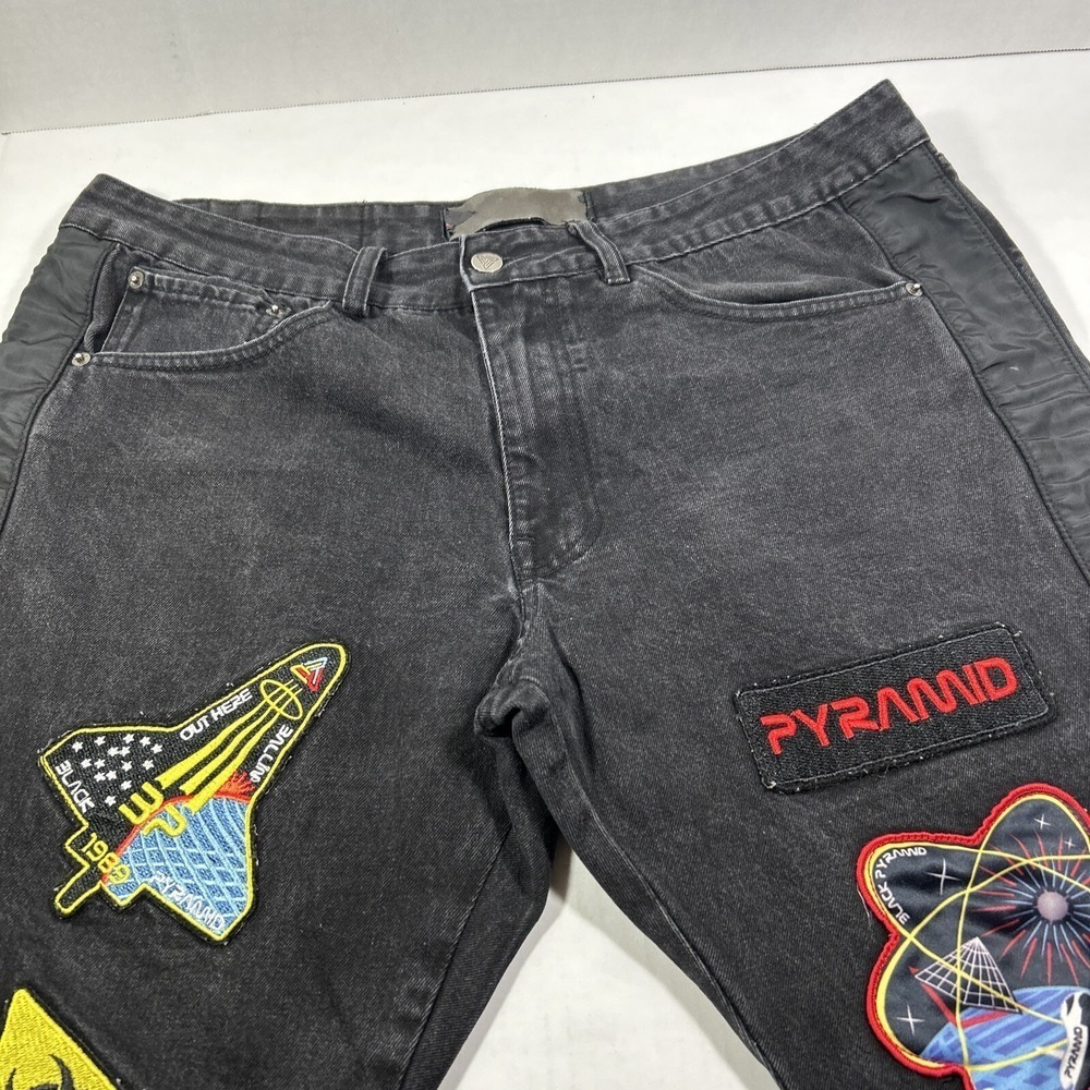 Black Pyramid 36 X 33 Cotton 5 Pocket‎ Jeans Space Ship Space